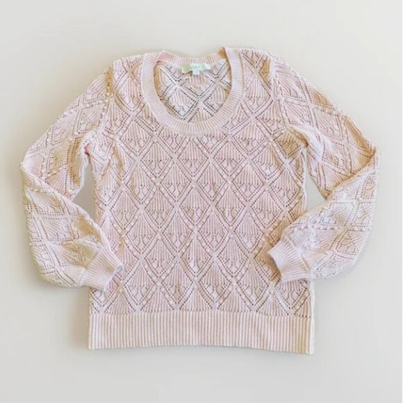 LOFT Open-Knit 100% Cotton Sweater Pink Women’s M - Picture 1 of 7